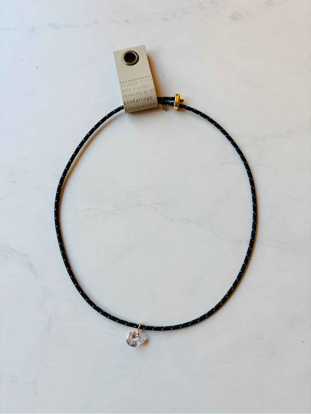 NWT Anthropologie Adjustable Corded Crystal Pendant Necklace, Black - Picture 5 of 8